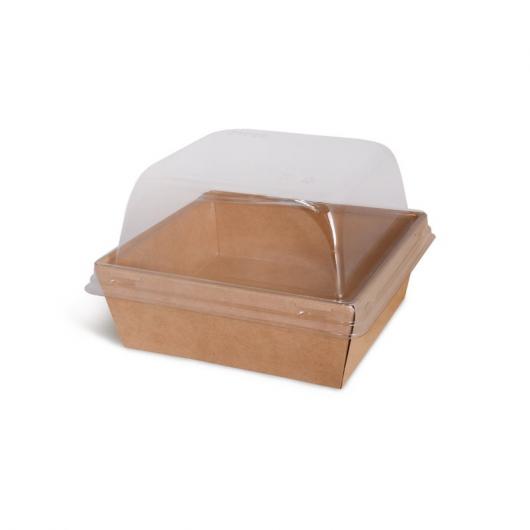 Коробка для торта БЕНТО КРАФТ с прозрачной крышкой 14 см*14*см*9 см